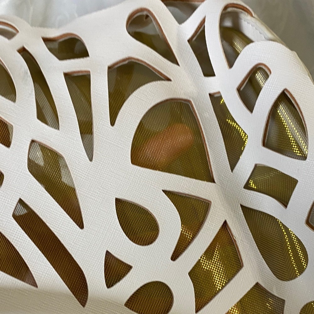 Mellow World  Eleanor White laser cutout and Gold mesh Tote Bag - Picture 3 of 8